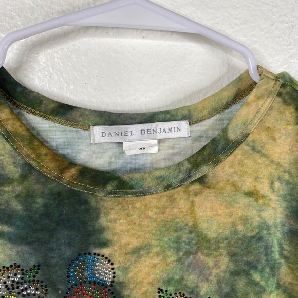 Daniel Benjamin Top Women's Multicolor Sz XL Bling Skull Watercolor Do or Die - Picture 3 of 8